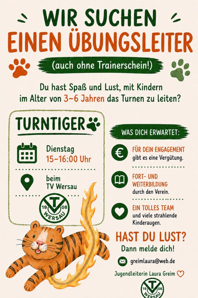 Übungsleiter für die Turntiger gesucht Übungsleiter für die Turntiger gesucht